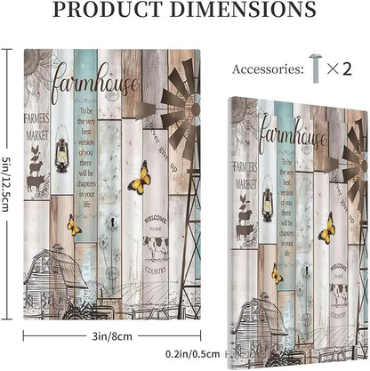 Rustic Western Farmhouse Windmill 1 Gang Decorative light switch plate Cover Vintage Barn Wooden Plank Inspirational Quote Blank Wall Plate No Device Switchplate Electrical Faceplate