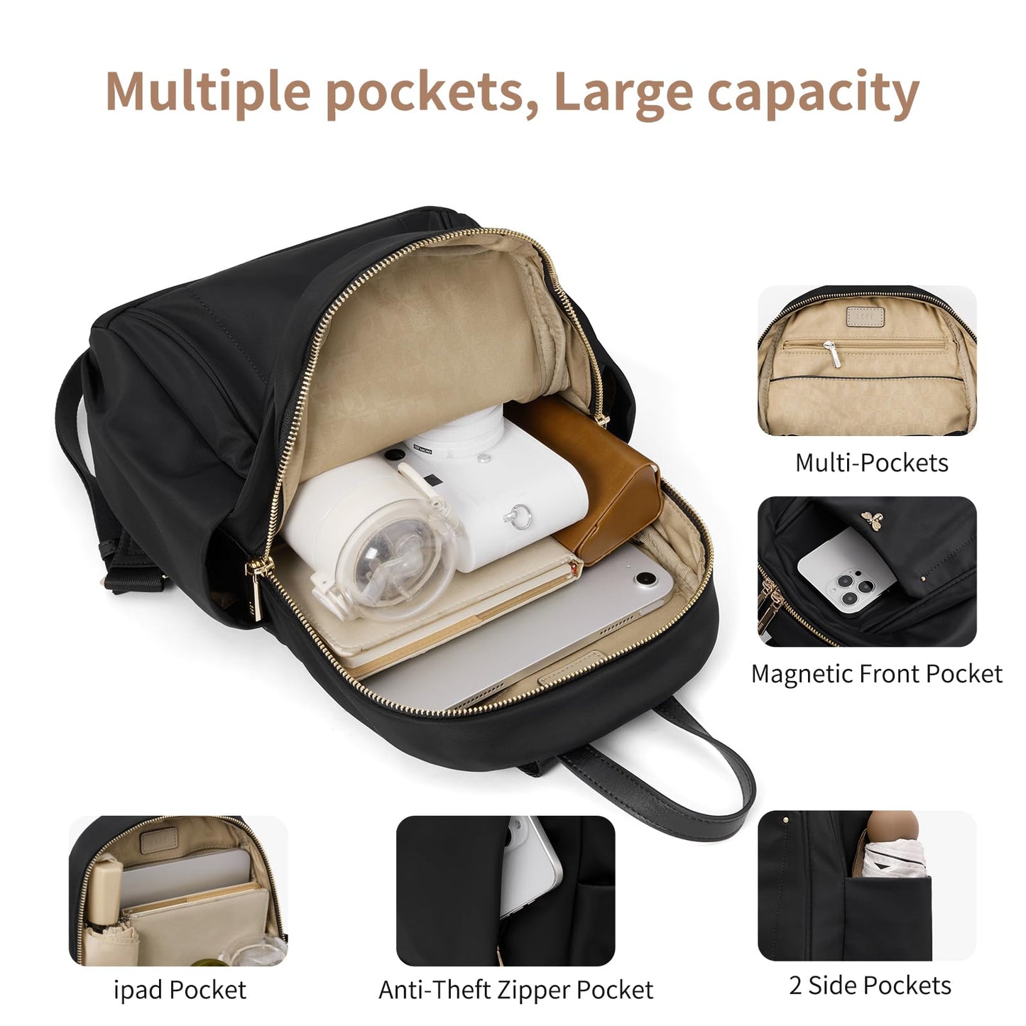 LEFFBAG Mini Backpack for Women Small Backpack Purse, Anti Theft Backpack Waterproof Lightweight Premium Oxford For Travel Work Shopping