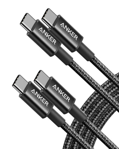 Anker USB C to USB C Cable, Type-C 60W Fast Charging Cable (6FT, 2Pack) for iPhone 16 Series, iPad mini 6 and More (Black)
