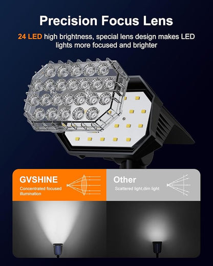 6 Pack Color Changing Solar Powered Outdoor Spot Lights for Halloween Decorations, Skeletons, Tombstones, Ghost, Outside Landscape Waterproof 24 LEDs Spotlights for House Yard Tree, Garden, Statues