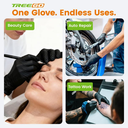 TREEGO 6 Mil Black Nitrile Exam Gloves Small, Heavy Duty Disposable Latex & Powder Free, Chemical Resistant, Textured Grip for Cooking, Mechanic - 100 Count