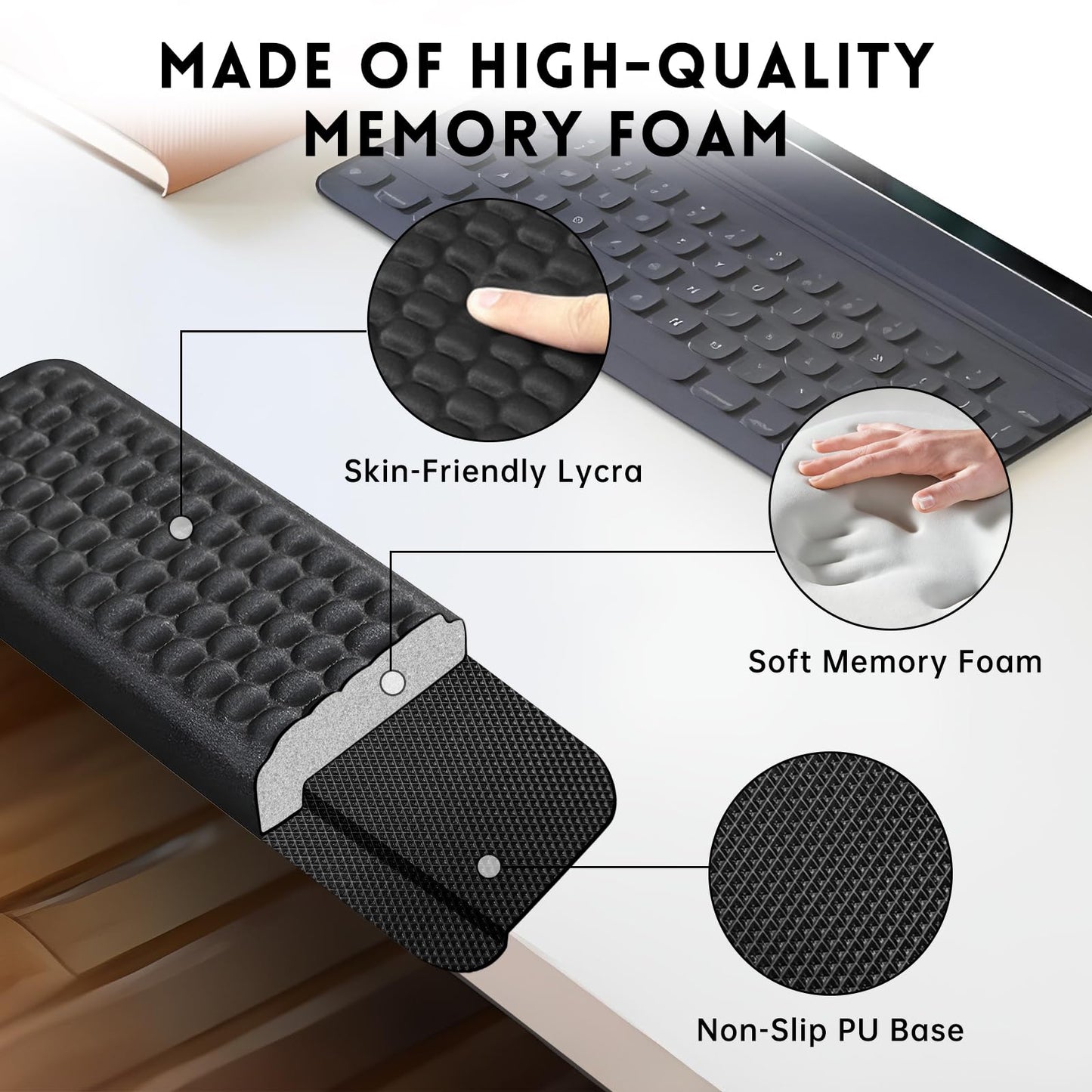 3 PCS L-Shaped Desk Elbow Pad for Desk, Comfort Arm Support Pads Rest for Desk with Non-Slip Base, Easy Relief Typing Pain, Ergonomic Desk Edge Cushion and Wrist Rest for Office Home Computer Keyboard