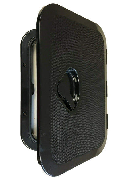 SEAFLO Marine Boat Deck Rectangular Access Hatch - 10.63" x 14.76" (270mm x 375mm) 180° Opening Lid, Non-Skid, Corrosion and UV Resistant, 4-Year Warranty! (Black, Standard)