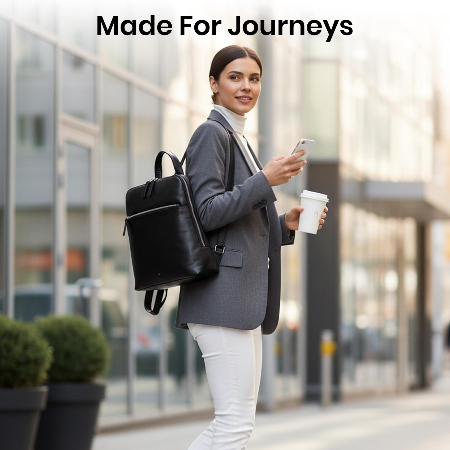 VILENCA HOLLAND Genuine Leather Backpack for Women - 12.5 Inch with Adjustable Shoulder Strap - Stylish and Durable (Black)