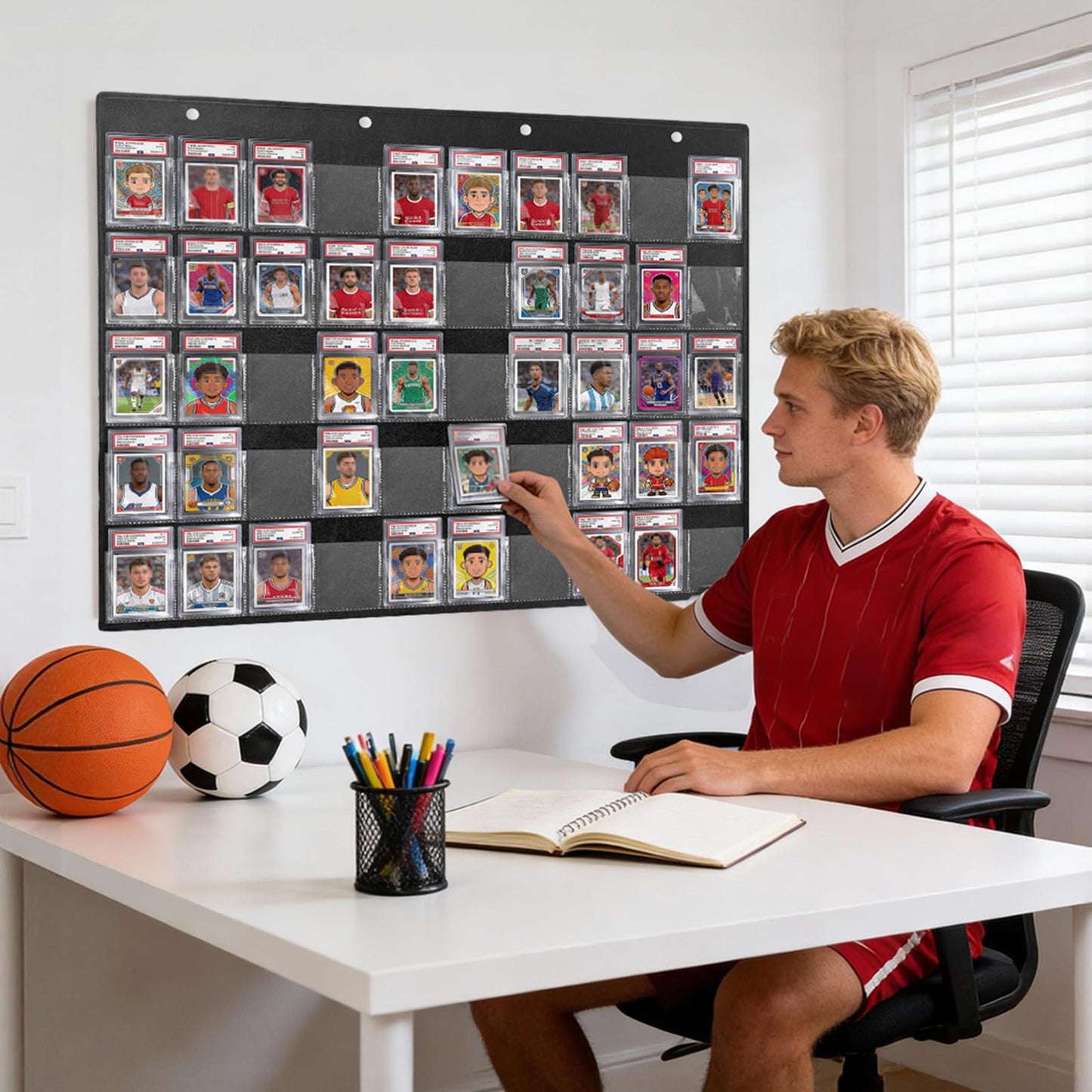 50 Pocket Trading Card Display Hanging Bag Card Holder for PSA Graded, Sports Cards, Mag Holders, Large Capaticy for Basketball Baseball Magnetic Graded Sleeves Cards Cases