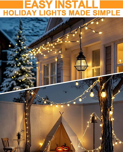 Light Clips for Outside String Lights: 24 Pack Adhesive Hooks for Outdoor String Lights - Outdoor Light Clips for Patio Balcony Fence - Rope Led Light Strip Christmas Decor Hooks
