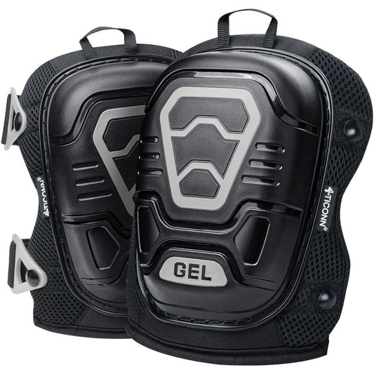 TICONN Gel Knee Pads for Work, Professional Heavy Duty Work Knee Pads for Men with Soft Foam and Gel Cushion for Men Construction, Garden, Flooring (Black/Grey)