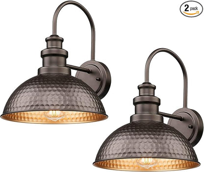 Casia Farmhouse Barn Lights - Rustic Wall Sconce, Exterior & Outdoor Mounted Lighting Fixture, Vintage Gooseneck Wall Lighting，Outdoor Wall Light (Oil Rubbed Bronze, 2 Pack)