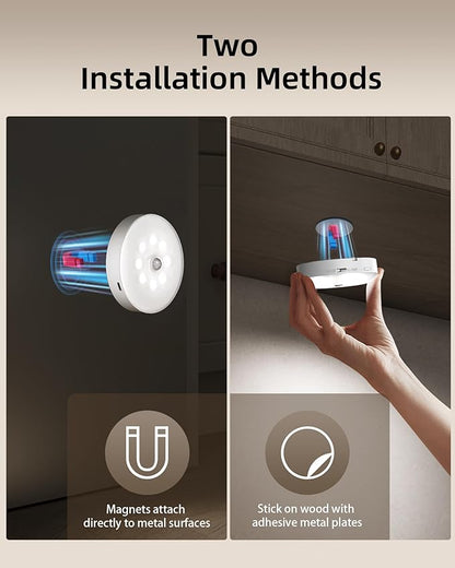 EZVALO 6-Pack Under Cabinet Lighting, Rechargeable Motion Sensor Puck Lights with Remote, 3 Color Temps &12 RGB Colors, Magnetic Stick on Light, Dimmable Under Counter Lights for Kitchen, Shelf, Stair