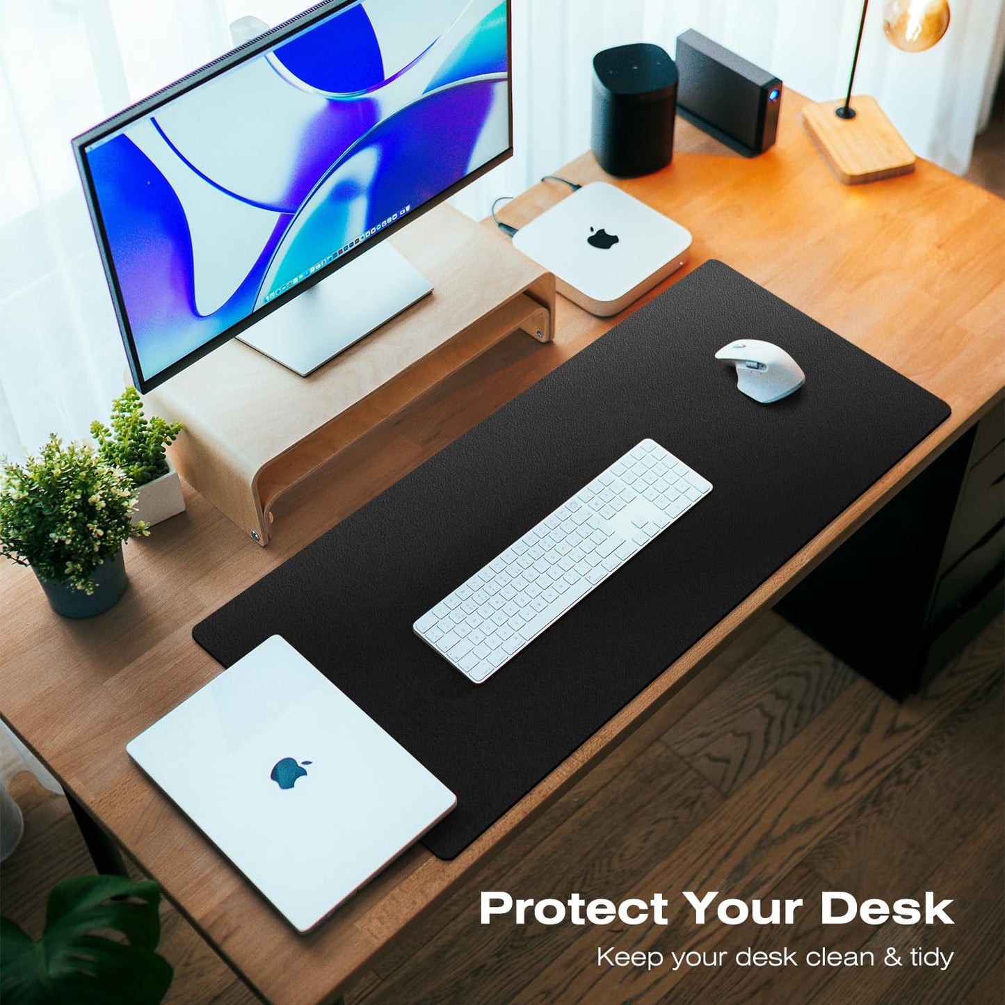 MONOMI Large Desk Mat 47.2" x 23.6",Leather Desk mat,Desk matt for Desktop,Large Mouse Pad,Office Desk mat,Waterproof Desk Blotter pad for Office&Home(Black)