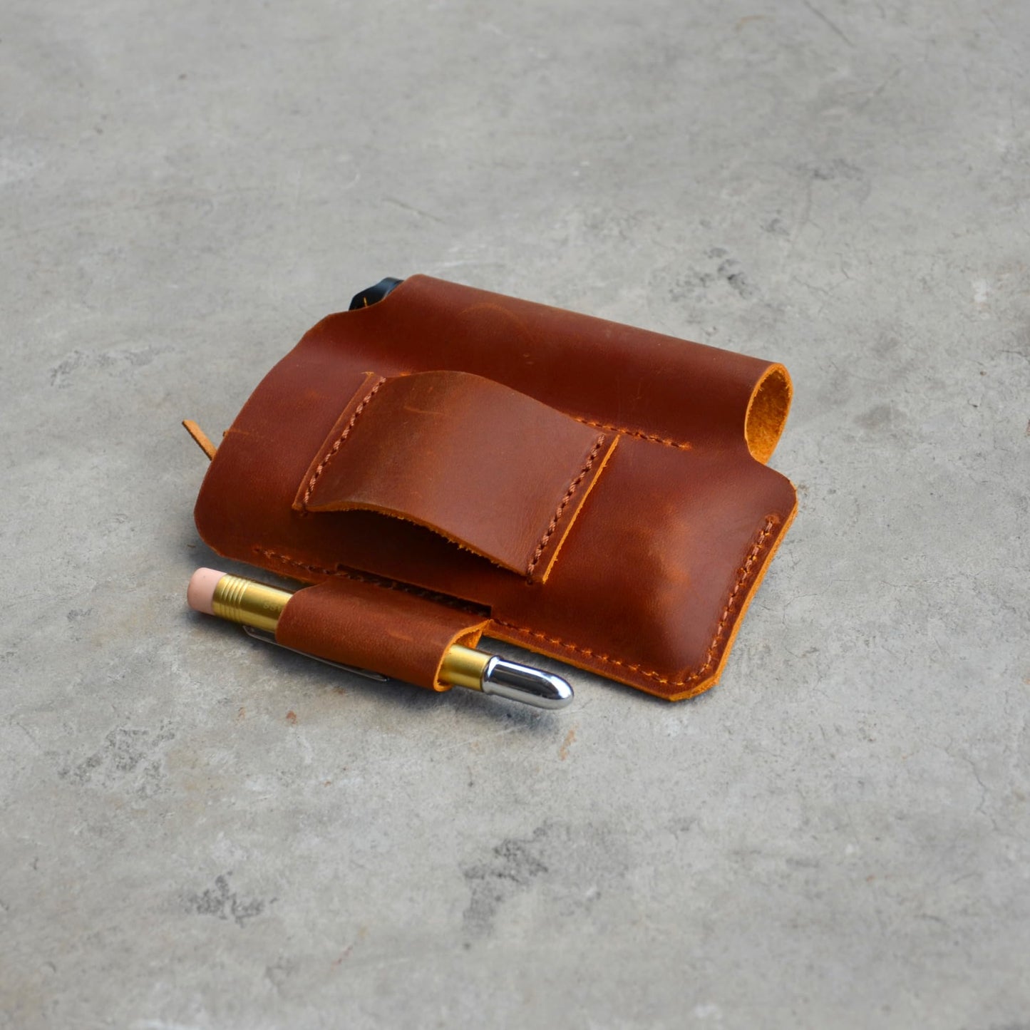 YIYUS Genuine Leather Multitool Belt Sheath Organizer, Leather EDC Pouch for Men, Mini Leather Pocket, Flashlight Holder, Pen Holder, Sheath Holster Brown