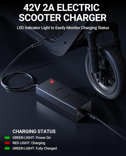 SAYSOLAK 42V 2A Electric Scooter Charger for Hover-1 Journey Alpha Highlander Dynamo Gambit Helios Alpha Cargo Escape Formula Jive Scooters, 9.8Ft Power Adapter Replacement Fit for 36V Li-Ion Battery