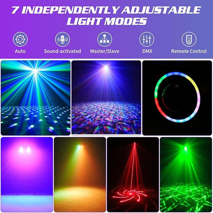 80W Dj Lights with Stand,7 in 1 Party Light Dj Disco Lights Sound Activated DMX Wireless Control with Rotating Ball,Strobe,UV,Colorful Effect for Stage KTV Band Wedding with Carry Bag (Black, 2)