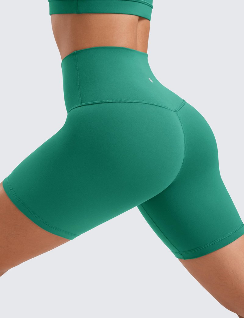 CRZ YOGA ButterLuxe Biker Shorts 6" - High Waisted Workout Running Volleyball Spandex Yoga Womens Cascadia Green X-Small