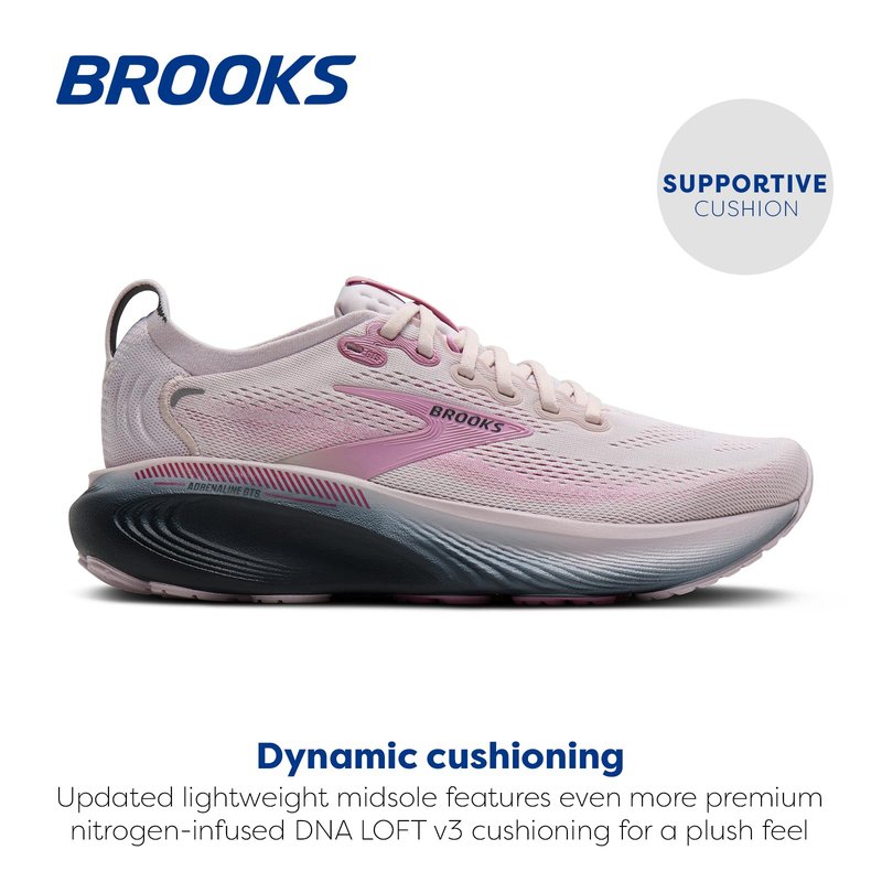 Brooks Women’s Adrenaline GTS 25 Supportive Running & Walking Shoe - Mauve/Ebony/Pink - 6 Medium