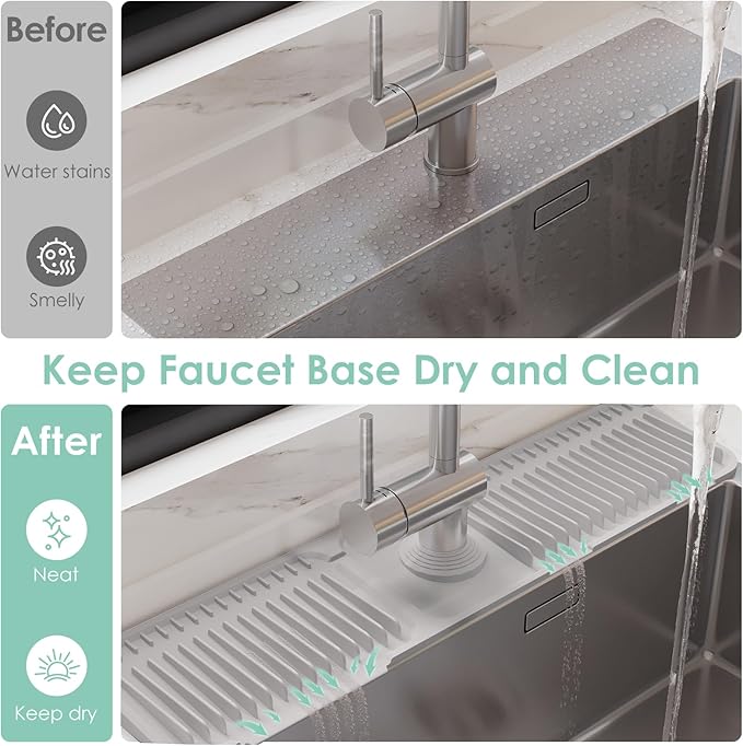 24 Inch Silicone Faucet Mat for Kitchen Sink Splash Guard
