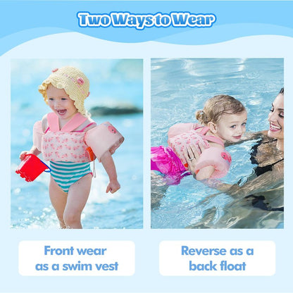 MoKo Swim Arm Band for Kids 20-30-40-50lbs, Toddler Swim Vest Cute Cartoon Swimming Wings Pool Floats Sleeve Children Water Sports Learning Swim Training Equipment, Pink Whale