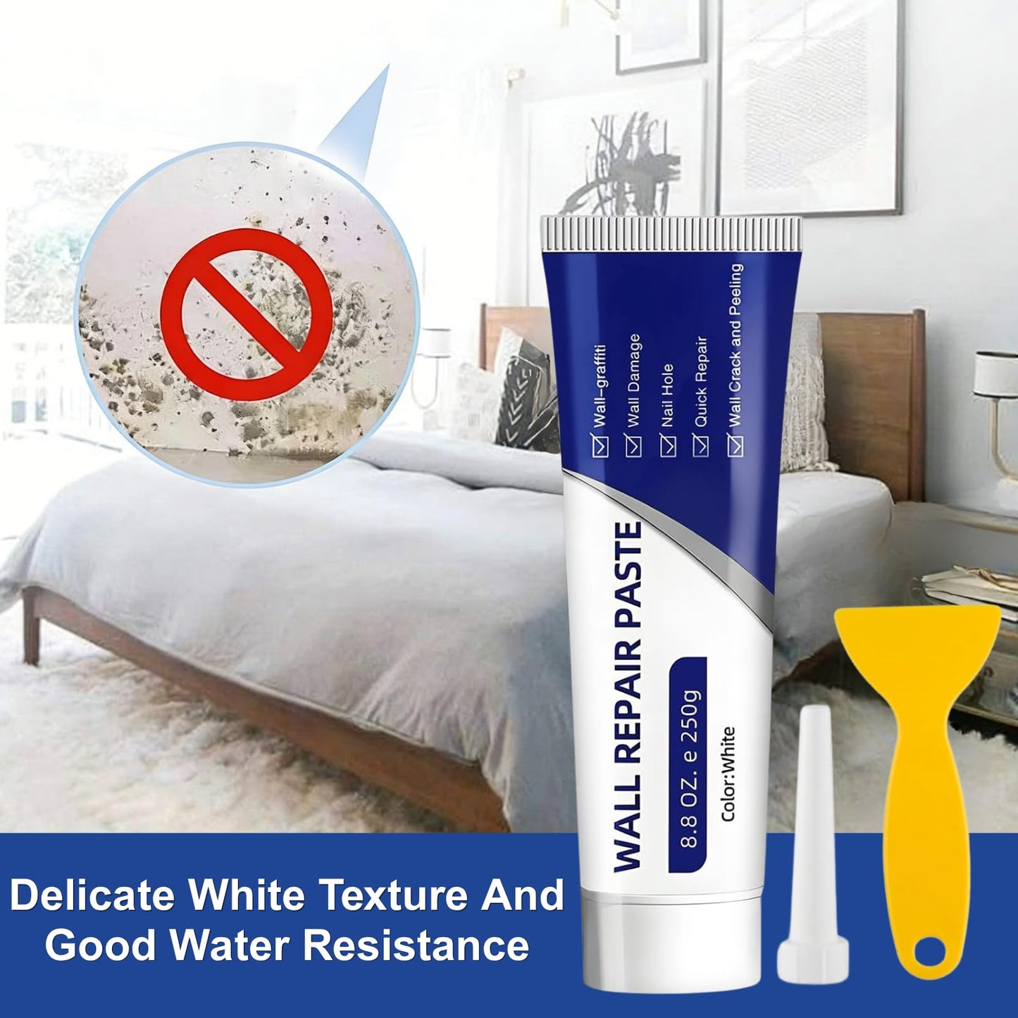 2Pcs Efficient Drywall Repair Kit with Scraper,Drywall Repair Kit,Wall Mending Agent, Used for Filling Cracks and Holes, Simple Wall Hole Filling, and Efficient Crack Repair.