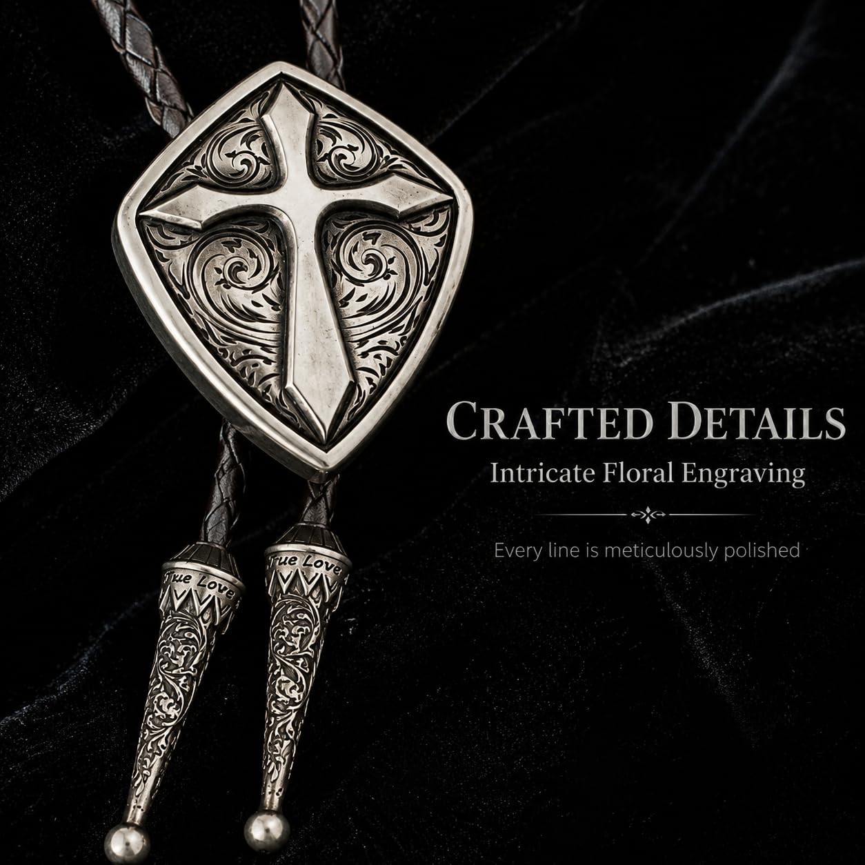 Doitby Vintage Bolo Tie Western Cowboy Cross Bolo Ties Leather Braided Necktie Necklace for Men Women
