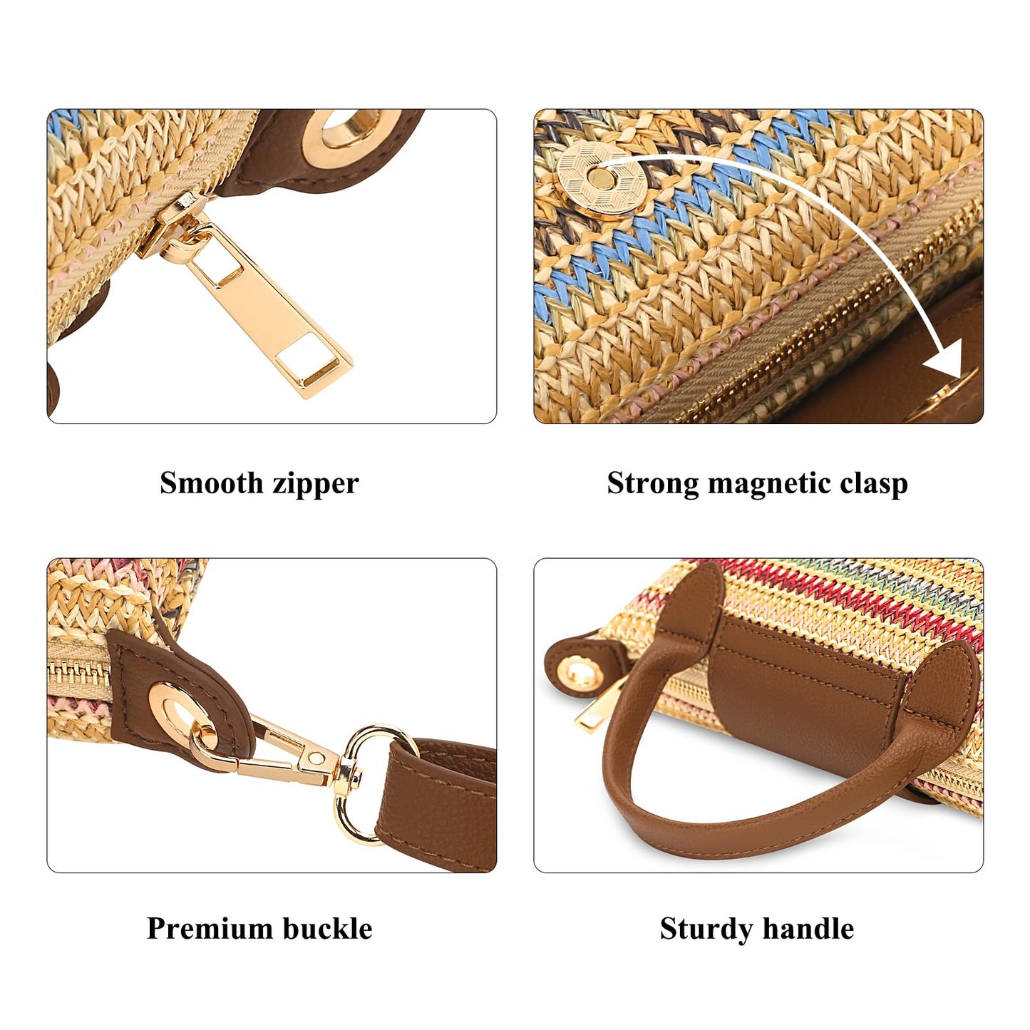 BBORGDC Straw Crossbody Bag for Women, Small Woven Mini Tote Purse, Colorful Striped Summer Beach Shoulder Handbag with Top Handle, RFID, Lightweight Travel Daily Bag
