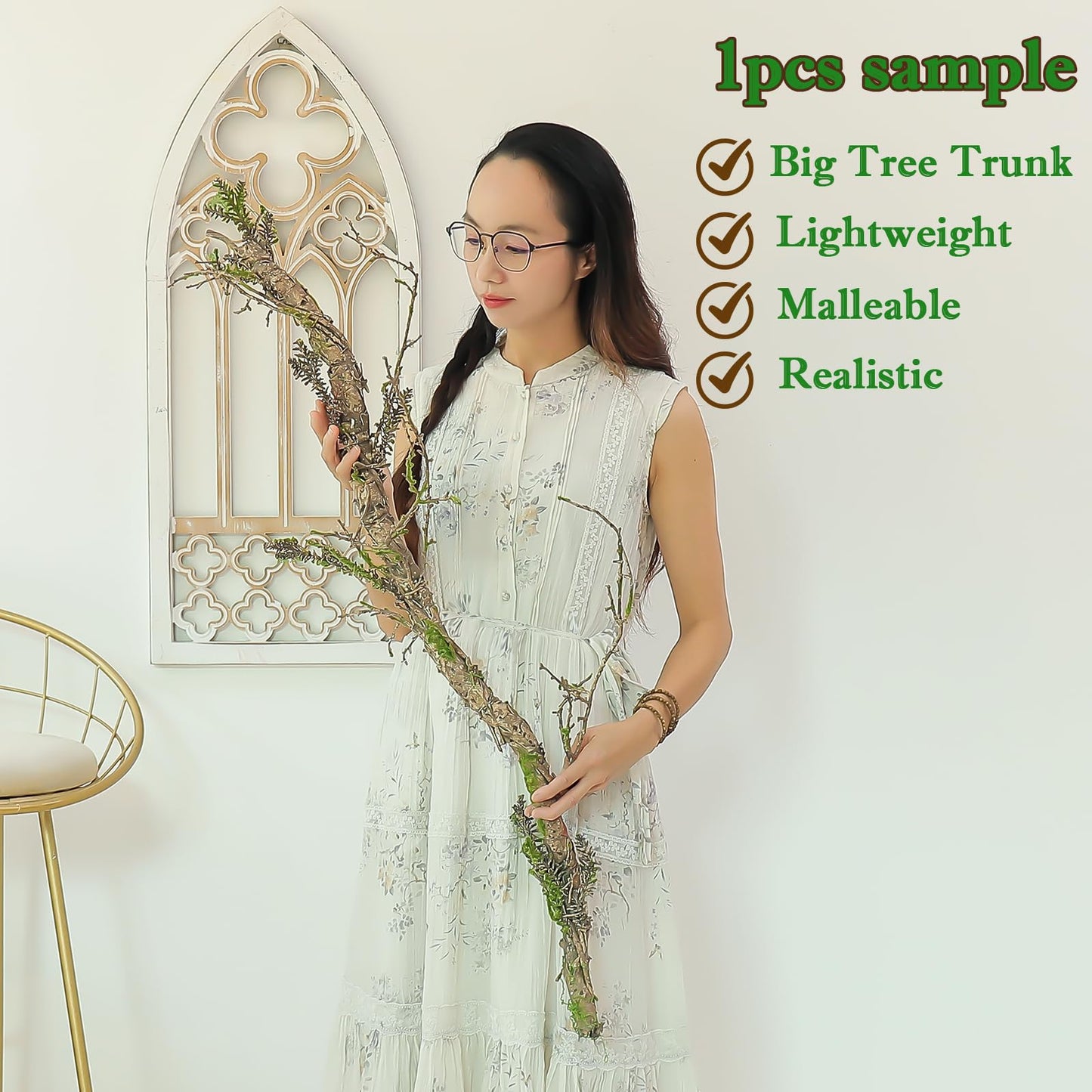 2Pcs 39.4inch Thick Bendable Artificial Tree Trunk Fake Large Wood Branches Twig Moss Grape Vine Garland Twisted Stick For Terrarium Outdoor Hanging Mantel Reptile Climbing Wall Yules Decorations