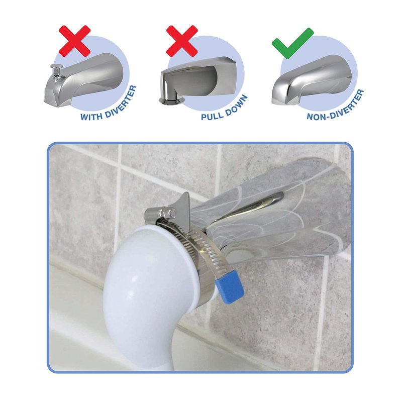Danco 10086 VersaSpray Portable Hand Held Shower Head Sprayer Fits Bathtubs Without Diverter, 1 Pack, White