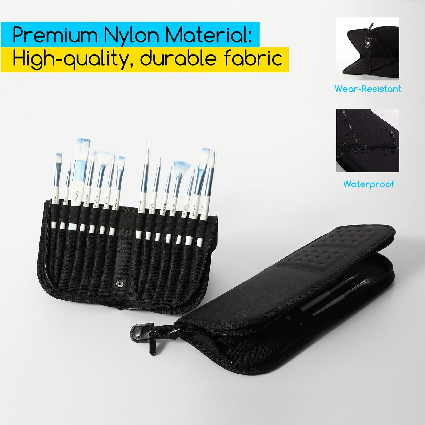 MEEDEN Paint Brush Holder, 15 X 11.2 Inch Zippered Paints Brush Case, Organization and Storage Bag for Artist Paints Brush (Brushes NOT Included)