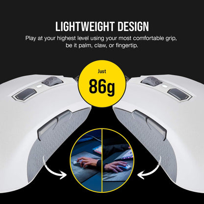 Corsair M55 Wireless Lightweight FPS Gaming Mouse – 2.4GHz & Bluetooth – 24,000 DPI – Long-Lasting Battery Life – Six Programmable Buttons – Textured Side Grips – Black
