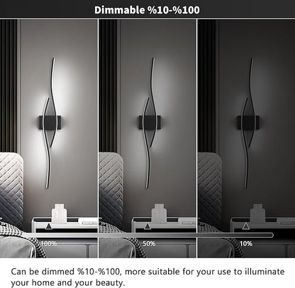 Modern LED Wall Sconce Set of Two with Dimmable, 6000K & Dimming Black Wall Light with LED Wall Lamp for Bedroom Living Room Bathroom Hallway 39.4inch Length
