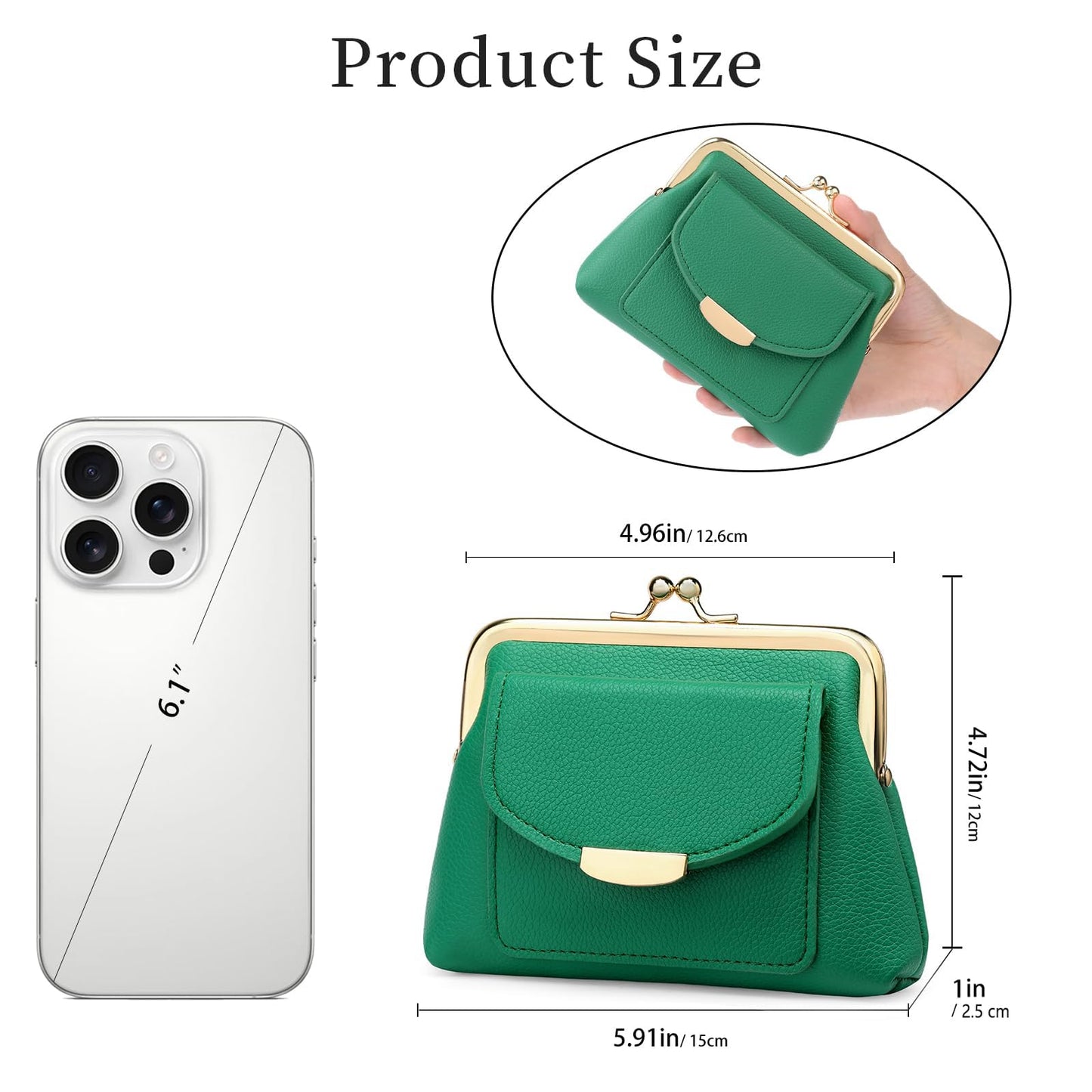 SENDEFN Kiss Lock Coin Purse Pouch for Women Small Change Pocket Wallet with 2 Credit Card Slot
