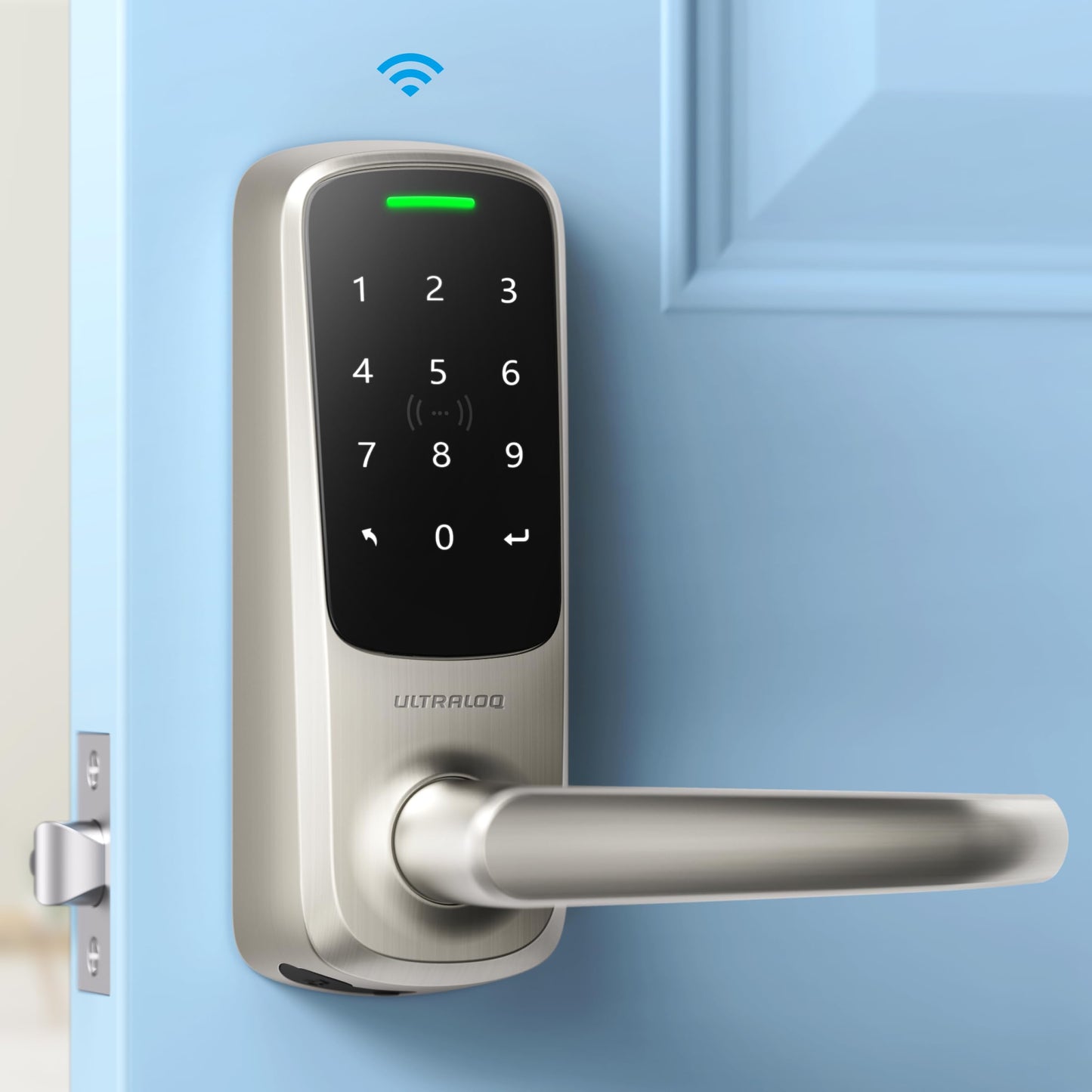 ULTRALOQ Latch 5 World's First Built-in WiFi Smart Lock with Fingerprint, 5-in-1 Keyless Entry Door Lock with Touch Digital Keypad, App Control, Black