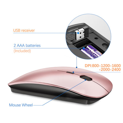 Wireless Keyboard and Mouse Ultra Slim Combo, TopMate 2.4G Silent Compact USB 2400DPI Mouse and Scissor Switch Keyboard Set with Cover, Batteries Included, for PC/Laptop/Windows/Mac - Gray Black
