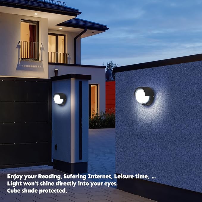 Patio Wall Light 4 Pack 12W Outside Wall sconces 6500K Cold Lights Outdoor Wall Light Modern Wall Porch Light Outdoor Light Fixture