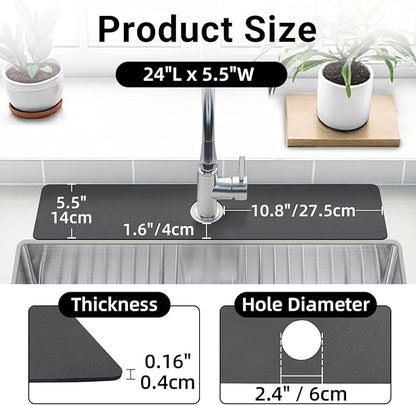 LOPNUR Faucet Mat for Kitchen Sink Protectors, 24 Inch Long Kitchen Sink Splash