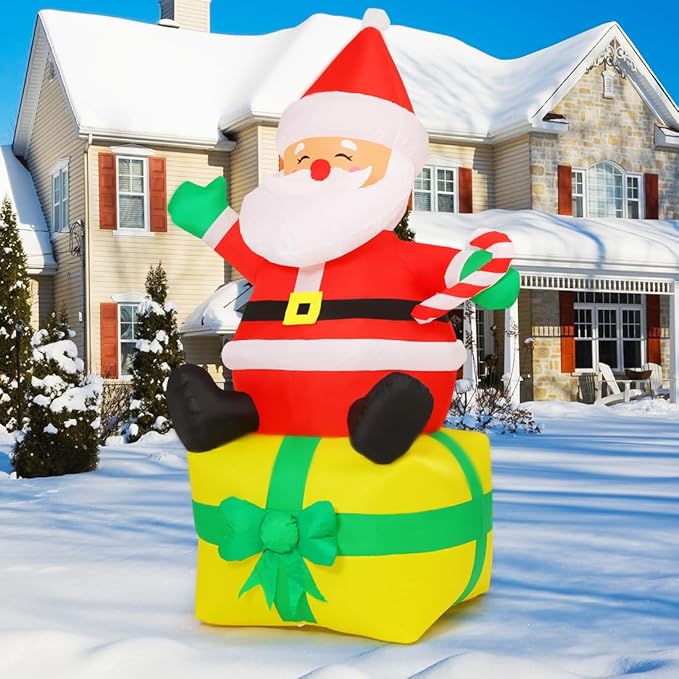 COMIN 7 FT Christmas Inflatables Outdoor Decorations, Blow Up Santa Claus Inflatable with Built-in LEDs for Christmas Indoor Outdoor Yard Lawn Garden