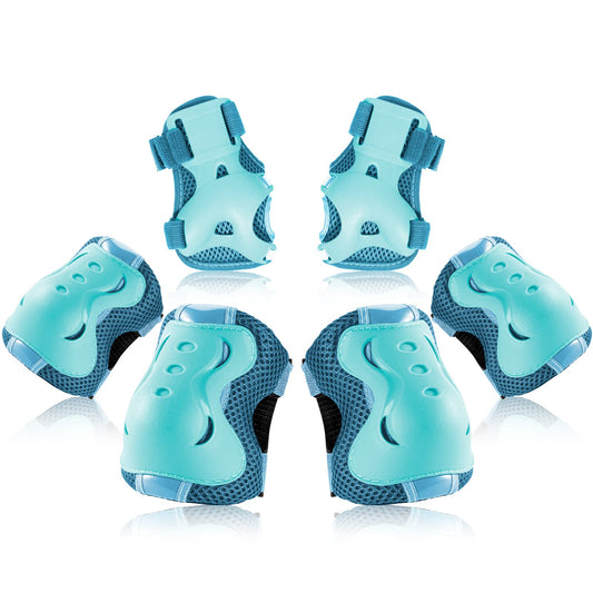 BOSONER Kids/Youth Knee Pad Elbow Pads Guards Protective Gear Set for Roller Skates Cycling BMX Bike Skateboard Inline Skatings Scooter Riding Sports Light Blue Medium(9-15 Years)