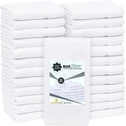 24 Pcs White 16x27 Inch Cotton Blend Economy Hand Towels Salon/Gym/Hotel Super