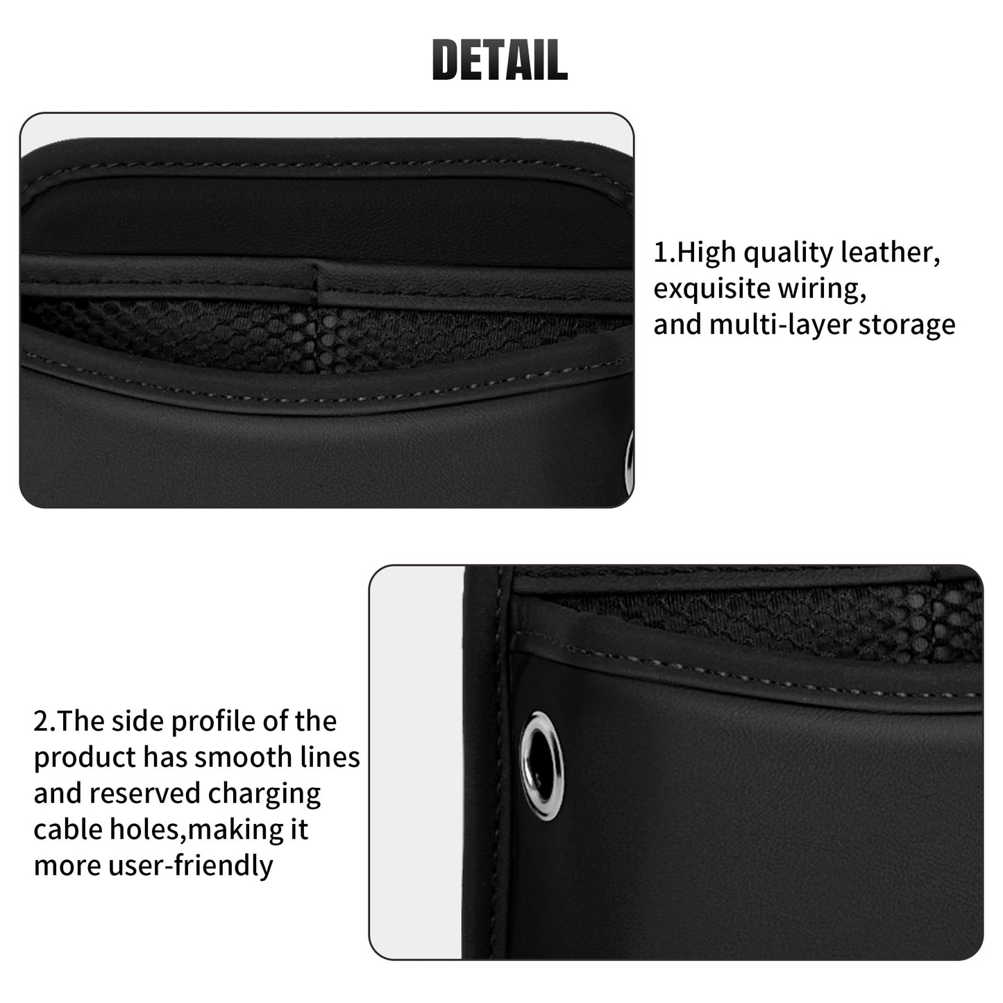 JEYODA Car Seat Side Storage Pocket, Small Organizer,PU Leather Multifunctional Console Side Organizer Bag for Phone, keys, sunglass,wallet,ect (Black)