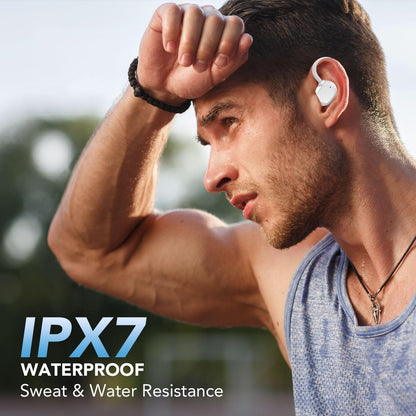 Wireless Earbuds, Bluetooth Headphones 80Hrs Deep Bass Playtime with LED Display, Sport Earphones with ENC Noise Cancelling Mic, IPX7 Waterproof Over-Ear Ear Buds with Earhooks for Workout/Running