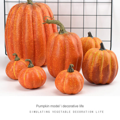 7Pcs Artificial Pumpkins of all Styles Halloween Decoration Rural Style Farmhouse Foam Pumpkin Harvest Season Thanksgiving Day is Suitable for Table top House Dining Table Party Decoration (Orange)