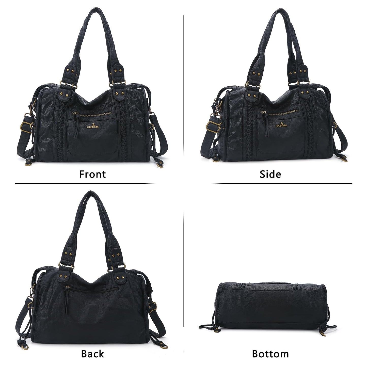 Angel Kiss Hobo Bags For Women Vegan Leather Hobo Satchel Handbags Large Tote Purses Shoulder Bag