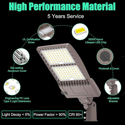 BBESTLED 2 Pack 320W LED Pole Light Outdoor Parking Lot Lights Dusk to Dawn 44800LM IP65 5000K Shoebox LED Light with Slip Fit Mount Area Street Stadium Roadway Lighting 100-277VAC Input