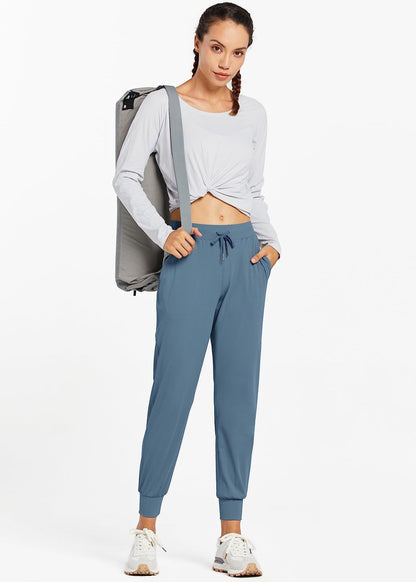 Libin Women's Joggers Pants Athletic Dance Sweatpants with Pockets Running Tapered Casual Pants for Workout,Lounge, Slate Blue XL