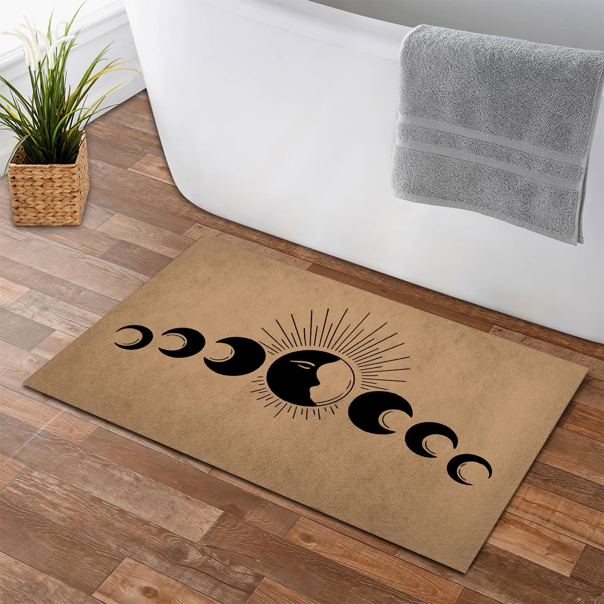 GXFC ZHAO Funny Welcome Doormats Decorative Area Rugs for Entrance Novelty Gift Mat Front Door Porch Patio Mats(23.7 X 15.9 in) (Moon Phase Witchtok Boho Sun and Star Celestial Decor)