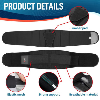 FEATOL 4XL Lumbar Support Belt for Men Heavy Lifting Work, Back Brace for Lower Back Pain, Breathable Support Belt with Lumbar Pad for Scoliosis, Herniated Disc, Sciatica (Fit Size:63''-68.9'')