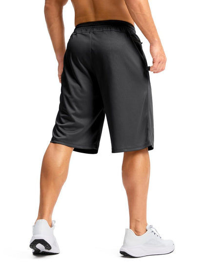 G Gradual Men's Long Basketball Shorts with Zipper Pocket 11'' Quick Dry Gym Shorts Lightweight Mesh Athletic Shorts for Men(Black,M)