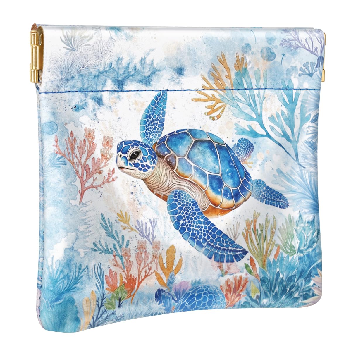 Turtle Coin Pouch Wallet Squeeze Change Purse Small Daisy Flower Leather Mini Coin Purse for Women Coin Pocket