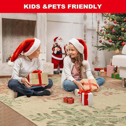 Lahome Snowflake Washable Rugs for Entryway- 2x4 Small Rug Ultra-Thin Soft Door Mat Indoor Entrance, Rubber Backing Throw Carpet Entryway Rug for Kitchen Bathroom Bedroom(2x4ft,Multi)