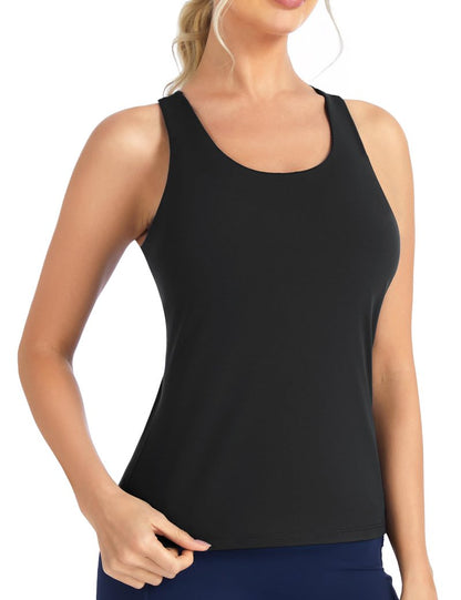 THE GYM PEOPLE Women’s Longline Yoga Sports Bra Racerback Slim Fit Sleeveless Padded Workout Tank Tops Built in Bra