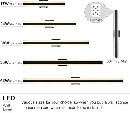 TODOLUZ 2-Pack 24-Inch LED Outdoor Wall Light Fixture, IP65 Waterproof 17W Exterior Linear Wall Mount Lighting, 5 Color Temperature Mode (3000K/3500K/4500K/5000K/6000K)
